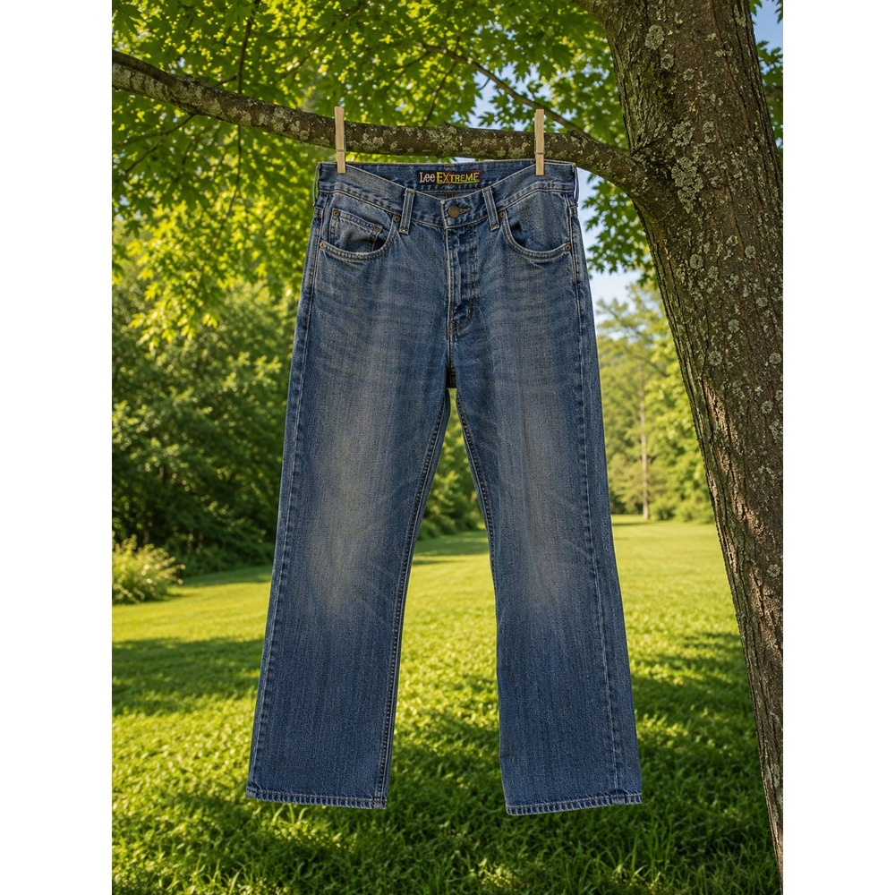 Lee Extreme Motion Jeans Mens 32x29 Blue Straight Fit Stretch Denim Pants